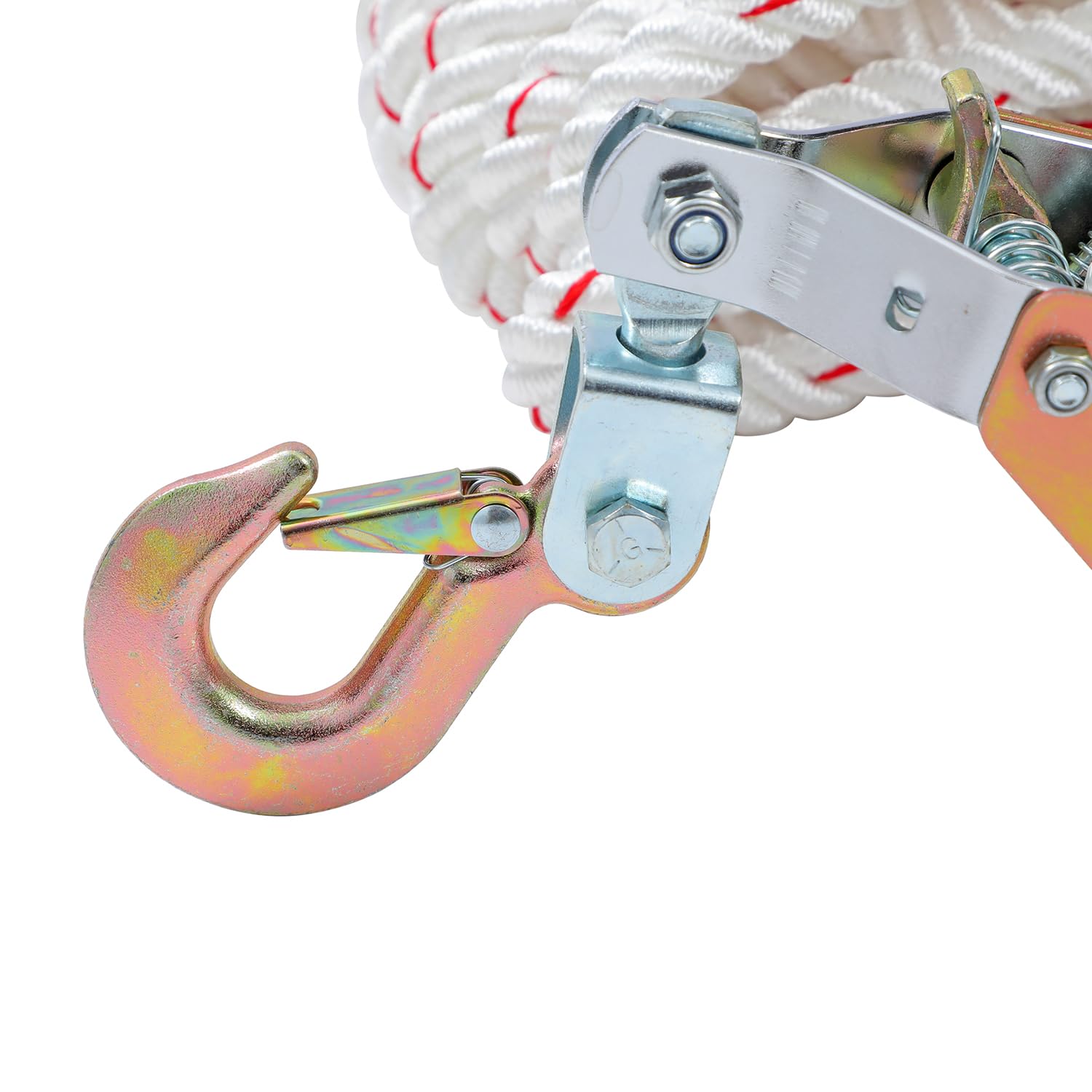 KATSU Tools Tirante a Corda con Cricchetto Pesante, Capacità 3/4 Ton, Corda 30m x 15mm, 2 Ganci in Acciaio, Verricello per Barche, Rimorchi, Tronchi e Abbattimento Alberi