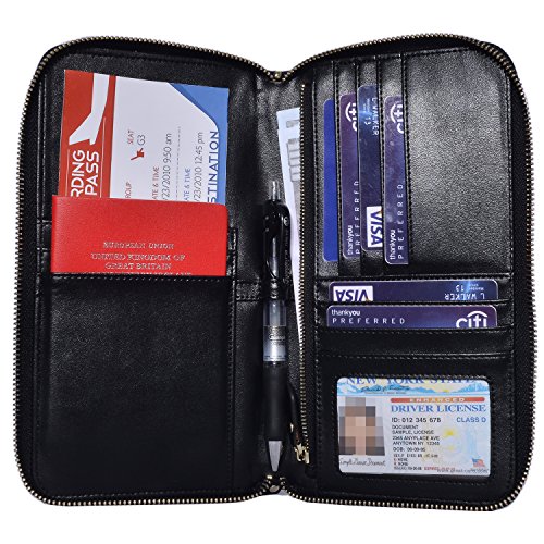 Easyoulife Travel RFID Blocking Passport Wallet Holder Case Document Organizer (Black)