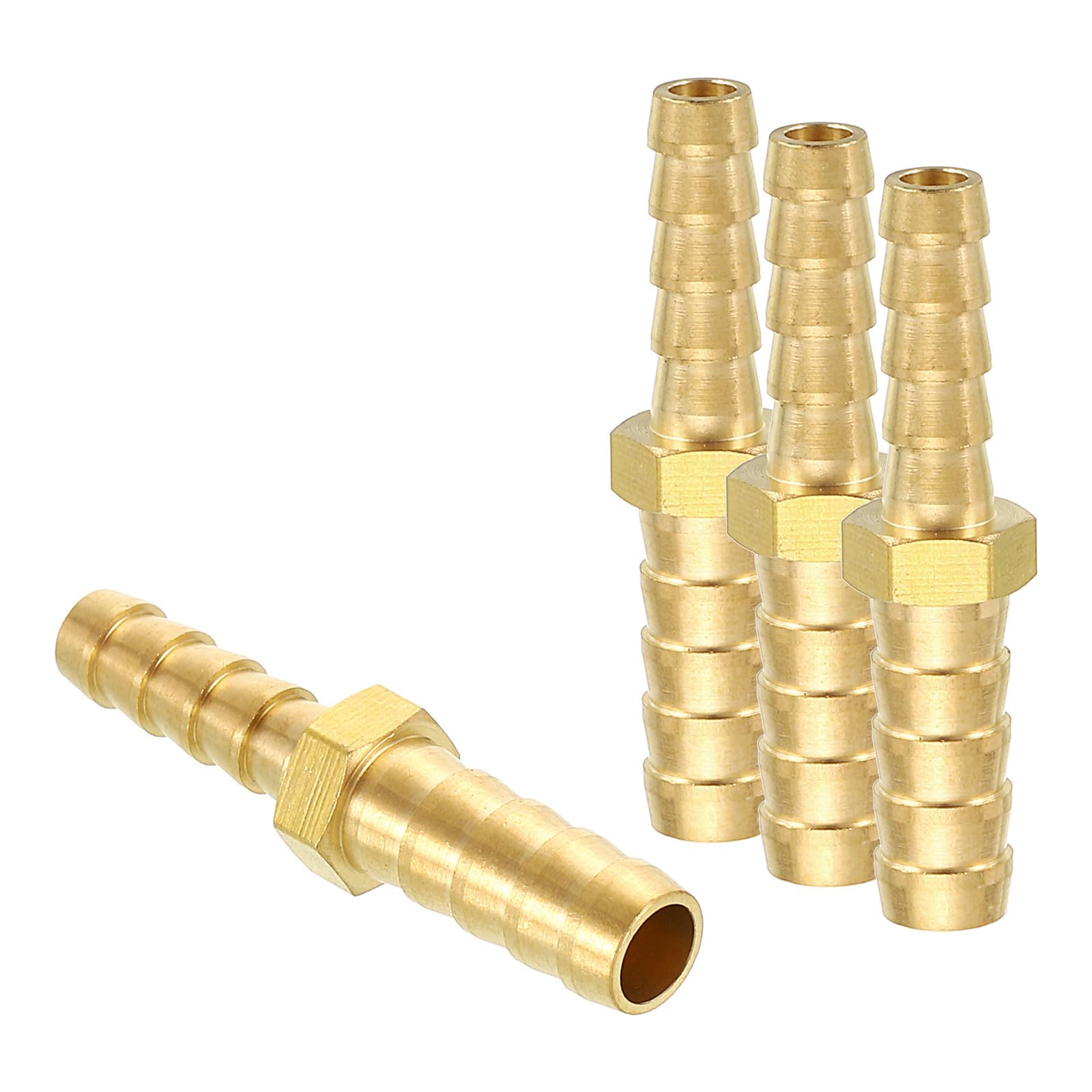 sourcing map 4pcs 8mm to 7mm Brass Hose Barb Fitting Metal Splicer