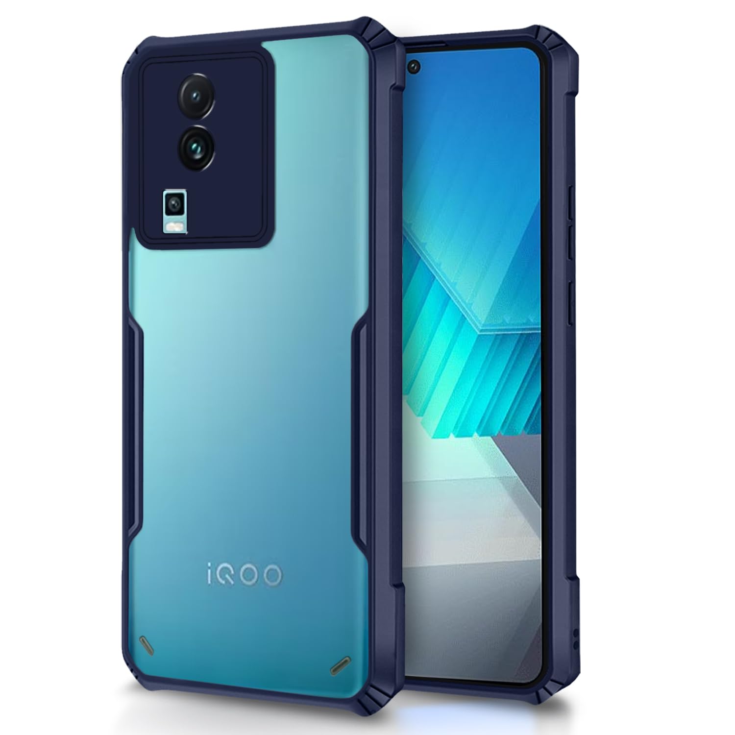 Amazon basics Back Cover for iQOO Neo 7 5G/ iQOO Neo 7 Pro 5G | Crystal Clear Transparent Back | Ultra Hyrbid | Full Camera Protection | Raised Edge | Bumper Cover (Blue)