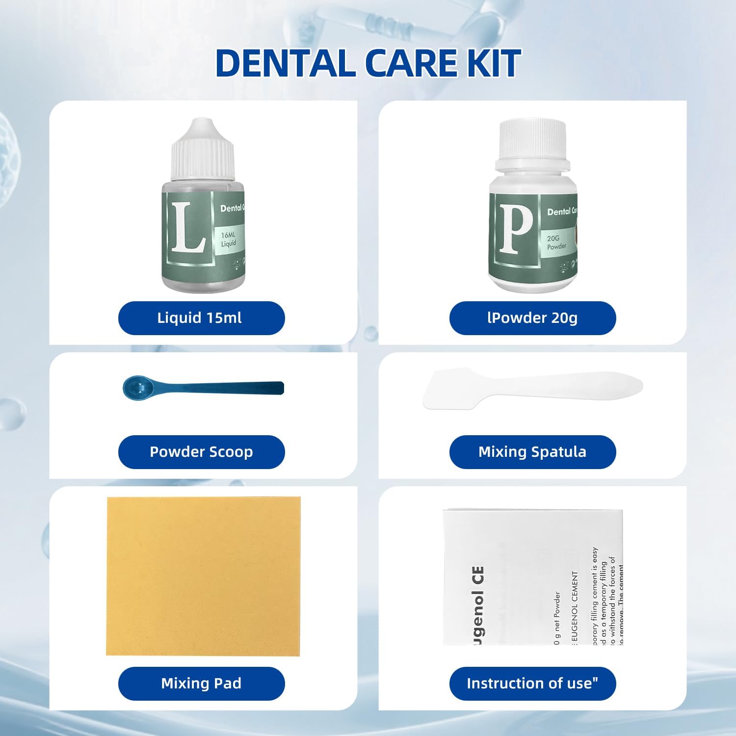 Tooth Repair Kit, Zinc Oxide Eugenol Cement for Cavities Filling