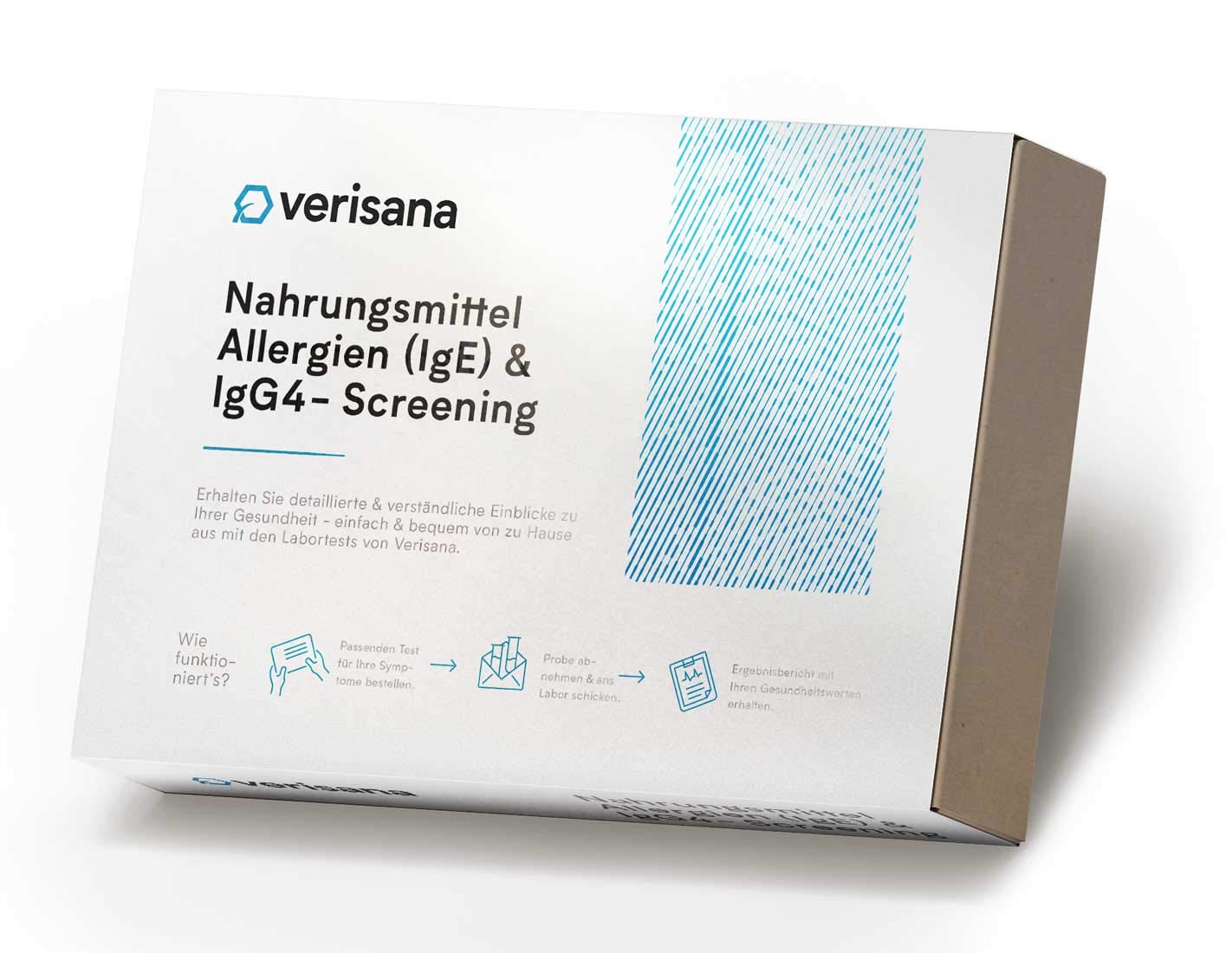 Verisana Nahrungsmittelallergie (IgE) Test & IgG4 Screening – Selbsttest bequem für zu Hause – Inkl. Laborbericht – Einfach und Schnell