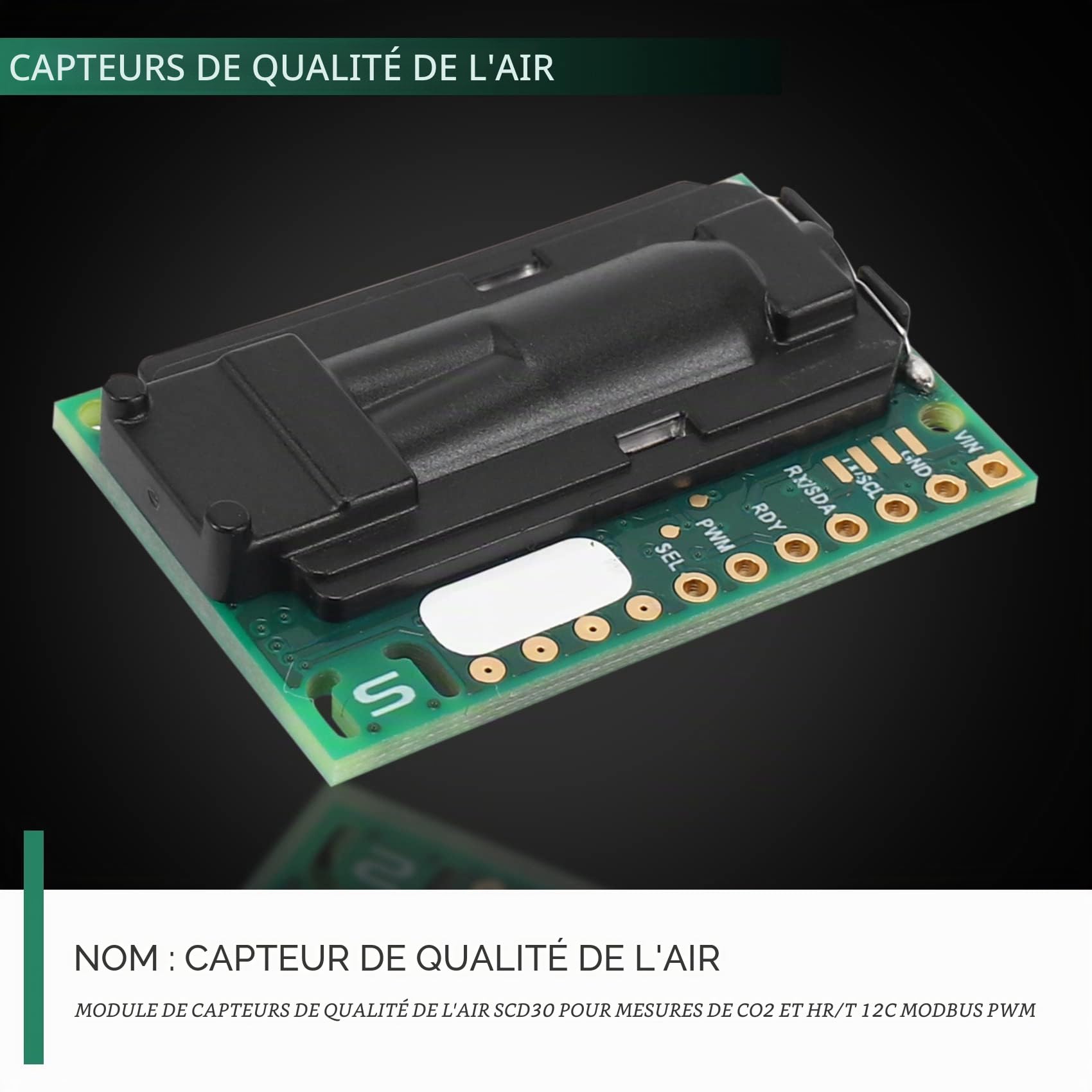 Module de Capteurs de Qualit¨¦ de L' SCD30 pour les Mesures de CO2 et/T Modbus PWM