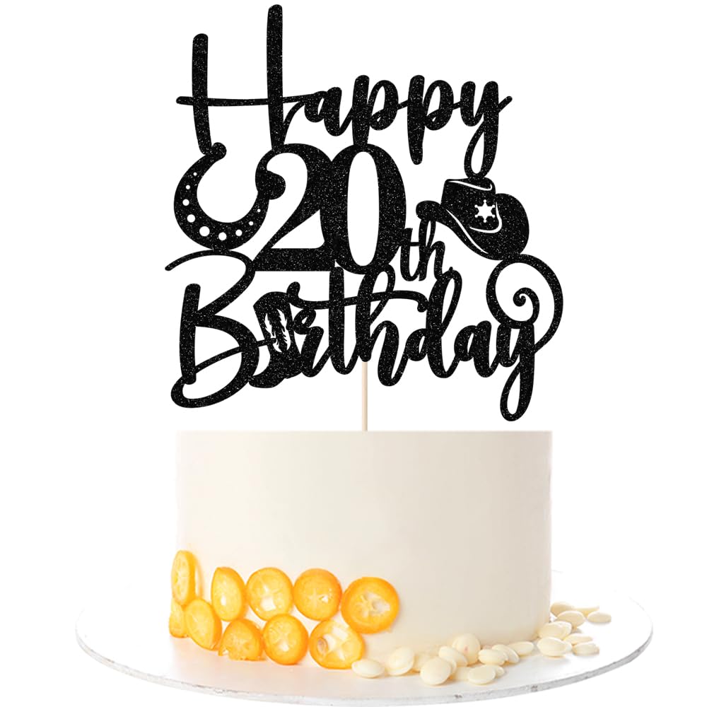 Kaoenla Cowboy Cake Topper-cowboy theme Happy 17th Birthday Decor,17th Birthday/Anniversary Party Decorations (20th) — image 1
