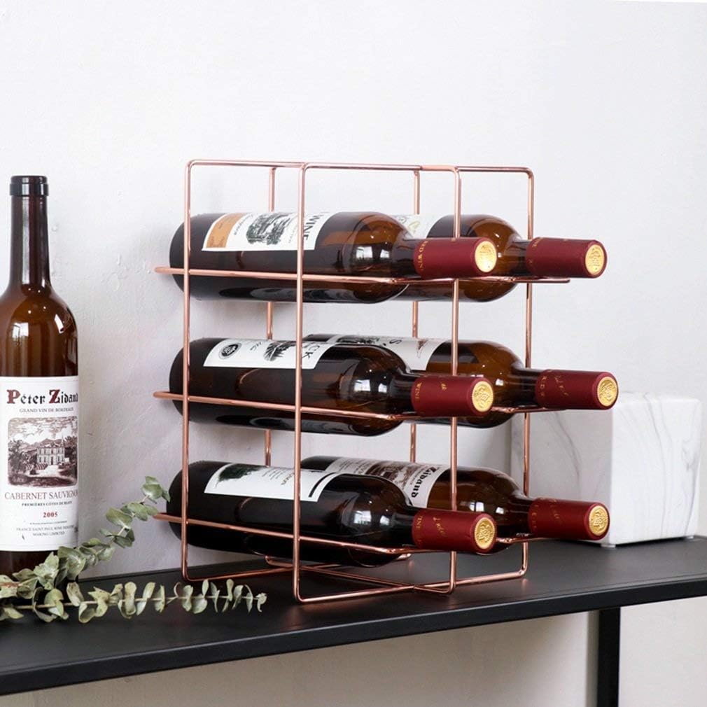 Wine Rack Free Standing for 6 Bottles Countertop Metal Wine Bottle Holder Modern Minimalistic Design for (Size:26.5 * 28 * 34cm) (Color : #2)