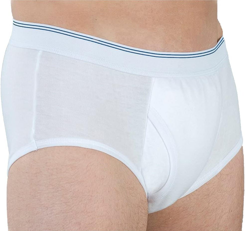 Mens Incontinence Briefs 3-Packs Men's Urinary Incontinence Underwear Cotton Washable Reusable Incontinence Overnight Underwear for Men, Built in Cotton Pad, Medium : Health & Household