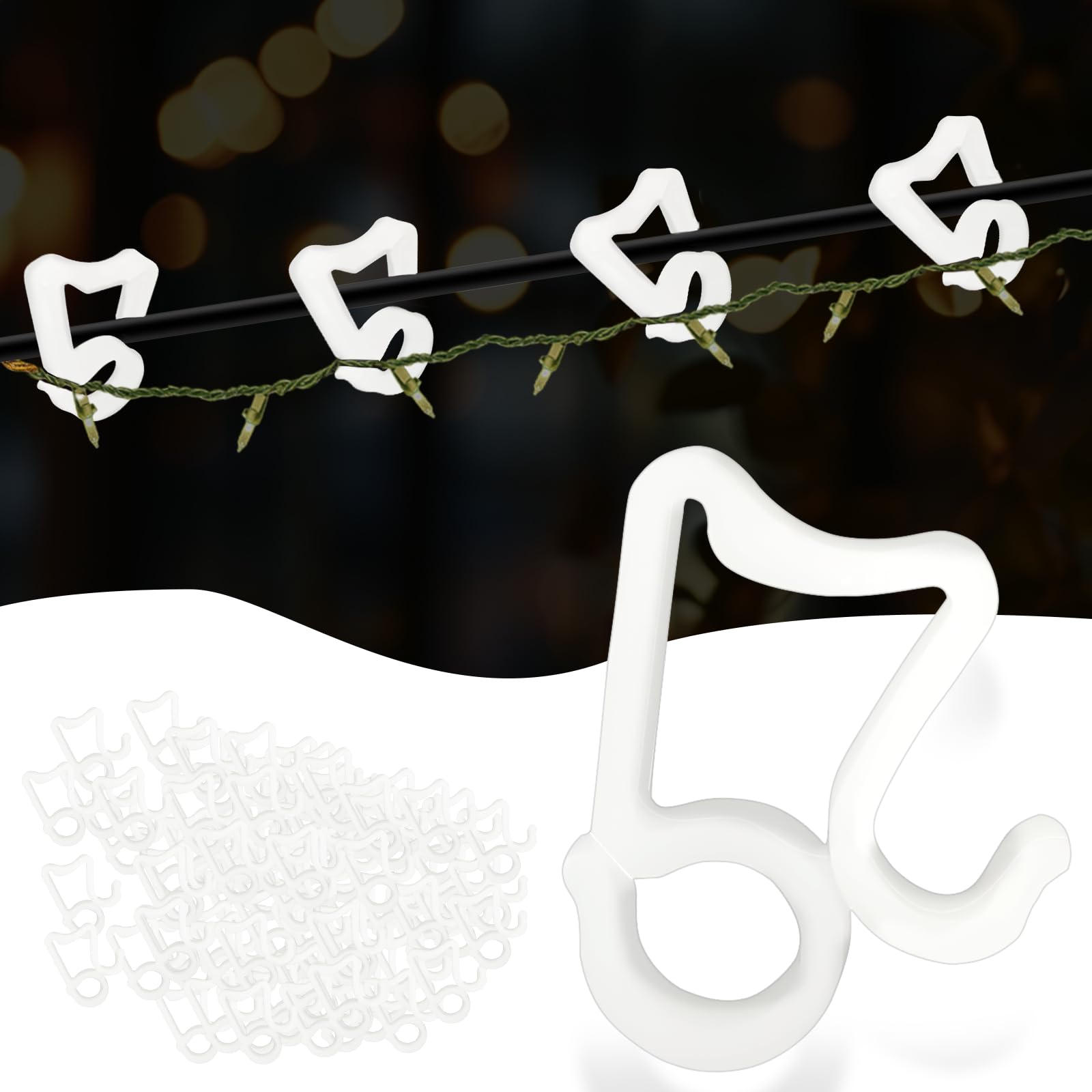 SUNSGNE Christmas Light Clips Hooks, Holiday Light Clips Outdoor Gutter Light Hooks for Christmas Outdoor String Lights, Outdoor Lights Clips for Christmas Xmas Decorations - 100 PCS