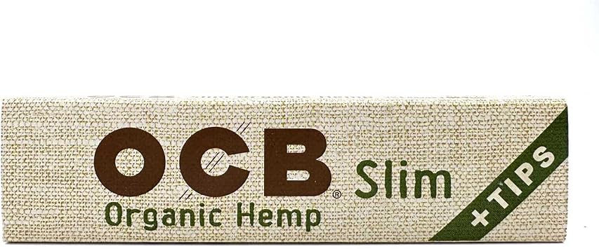 OCB - Ultra Thin Organic King Slim Size Rolling Papers with Tips - 32 Leaves per Booklet