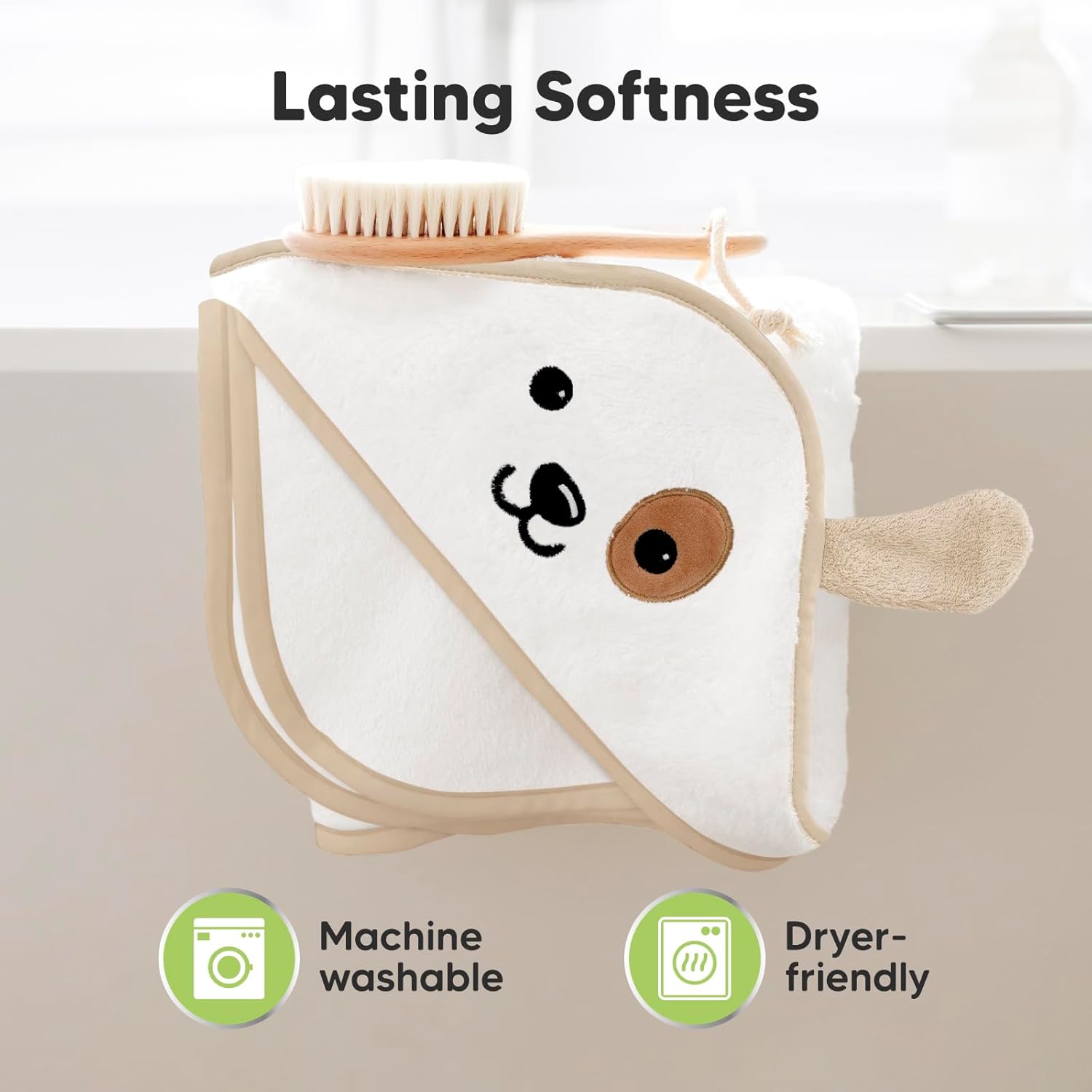 KeaBabies Hooded Baby Towel for Newborn - Viscose Derived from Bamboo Large Baby Bath Towels with Hood for Boys, Girls, Toddler, Extra Absorbent & Soft Newborn Bath Essentials (Dog, Regular) - Image 6