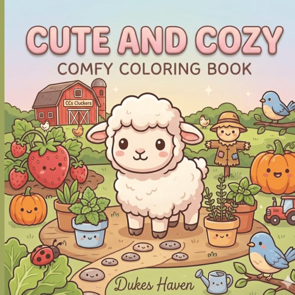 Cute and Cozy Comfy Coloring Book: Adorable Animals and Blooming Gardens