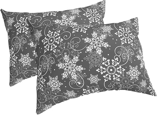 Fundas de almohada clásicas de copo de nieve tamaño King, 2 paquetes de fundas de almohada suaves para cama, fundas decorativas para sofá de cuerpo