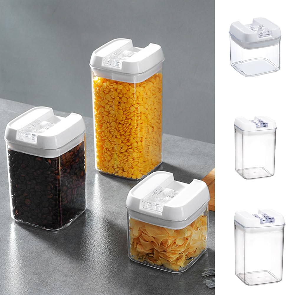 Set di 8 contenitori ermetici per alimenti, 500 ml/800 ml/1200 ml, trasparenti, per cereali, farina, zucchero e prodotti da forno