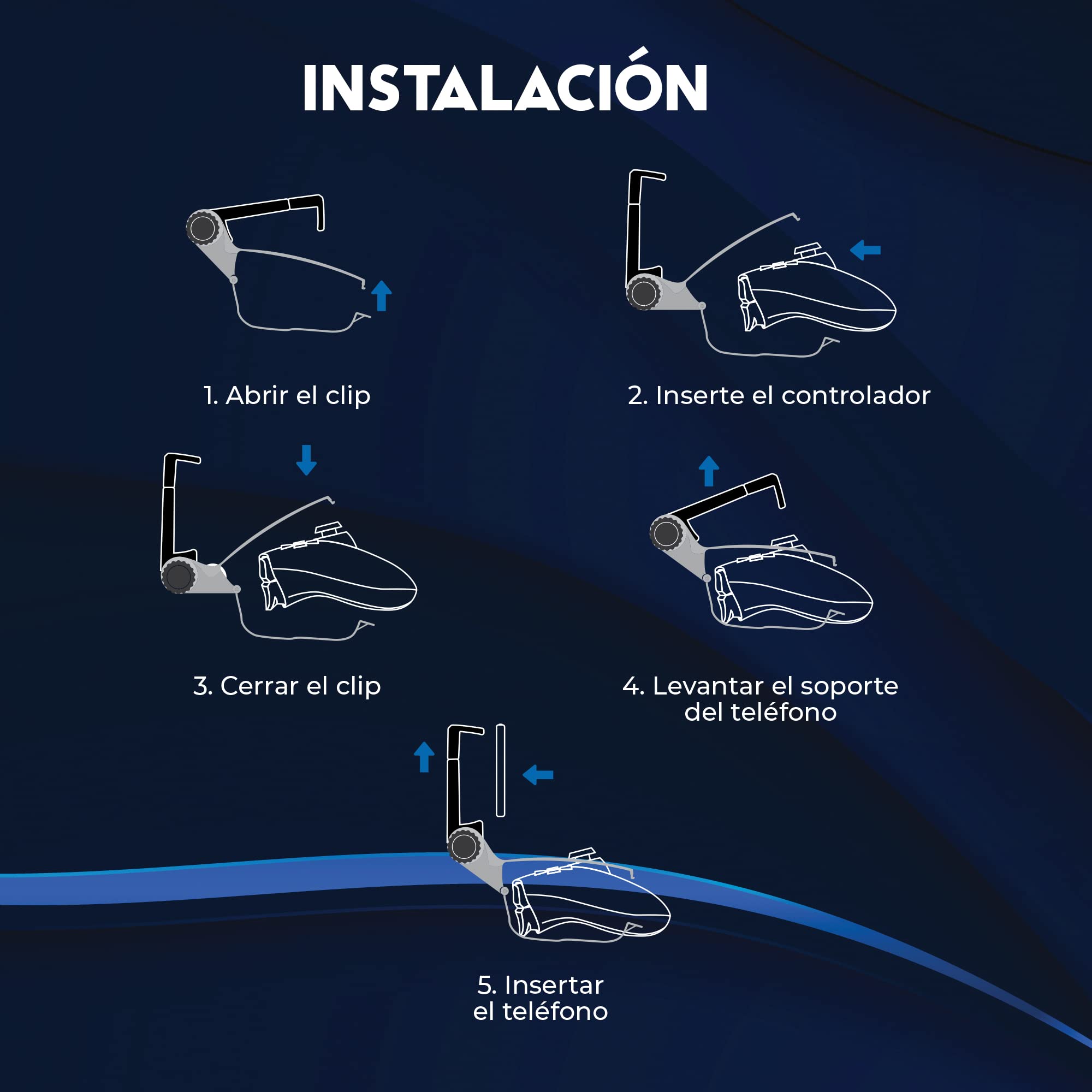 DR1TECH GameGripX+ Clip de Juego Para Mando XBOX One X/S, Series X/S Compatible Con Smartphone Iphone/Android - Soporte Soporte para Teléfono Móvil Ajustable (Mando NO Incluido)