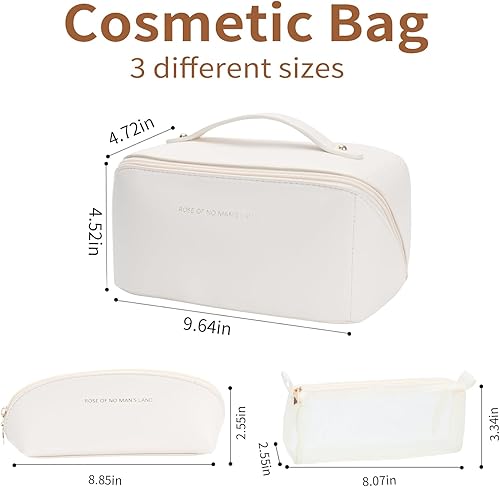 Miniatura 3 de Bolsa de maquillaje de viaje, juego de 3 bolsas organizadoras de cosméticos de gran capacidad para mujer, bolsas de artículos de tocador