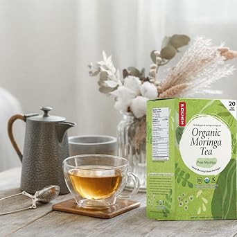 Pocas Organic Moringa Tea, Moringa Tea Bags (3 packs, 20 bags for each), Gluten Free, Non-GMO, Caffeine Free Tea, USDA Certified