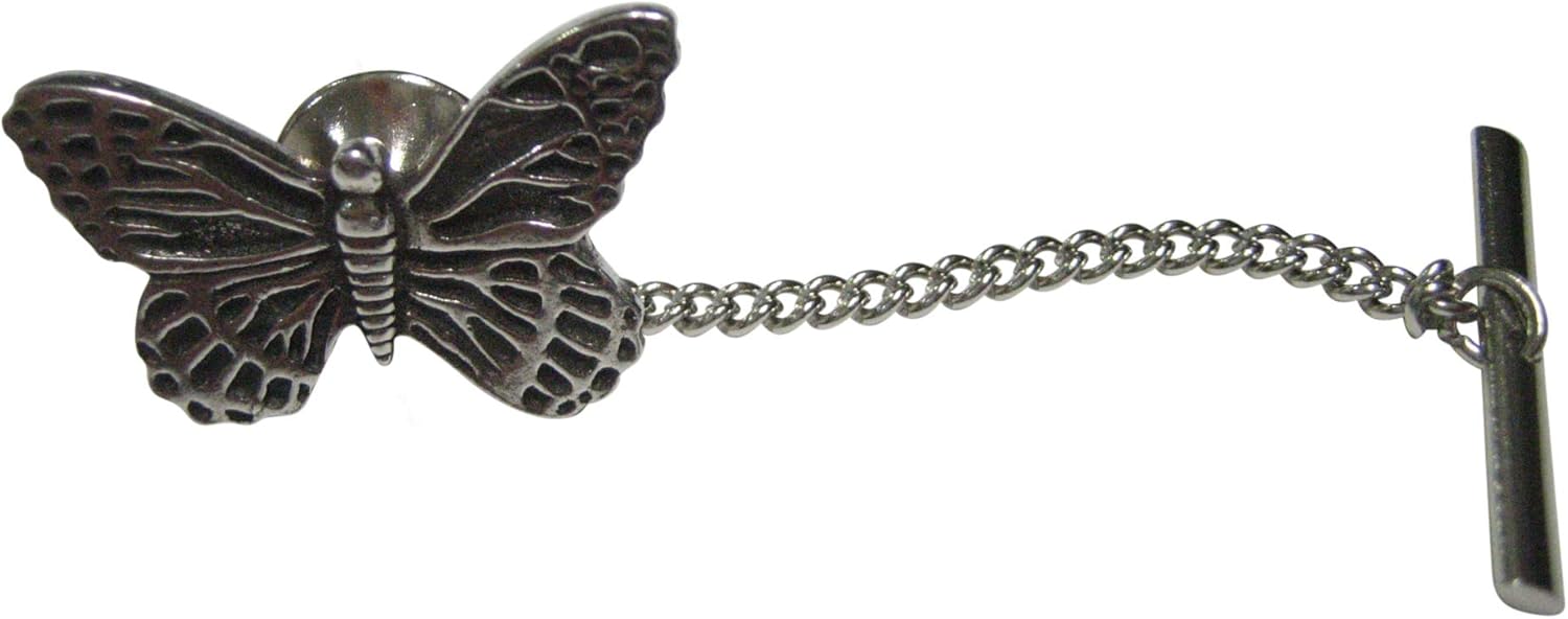 Kiola Designs Silver Toned Detailed Butterfly Bug Insect Tie Tack