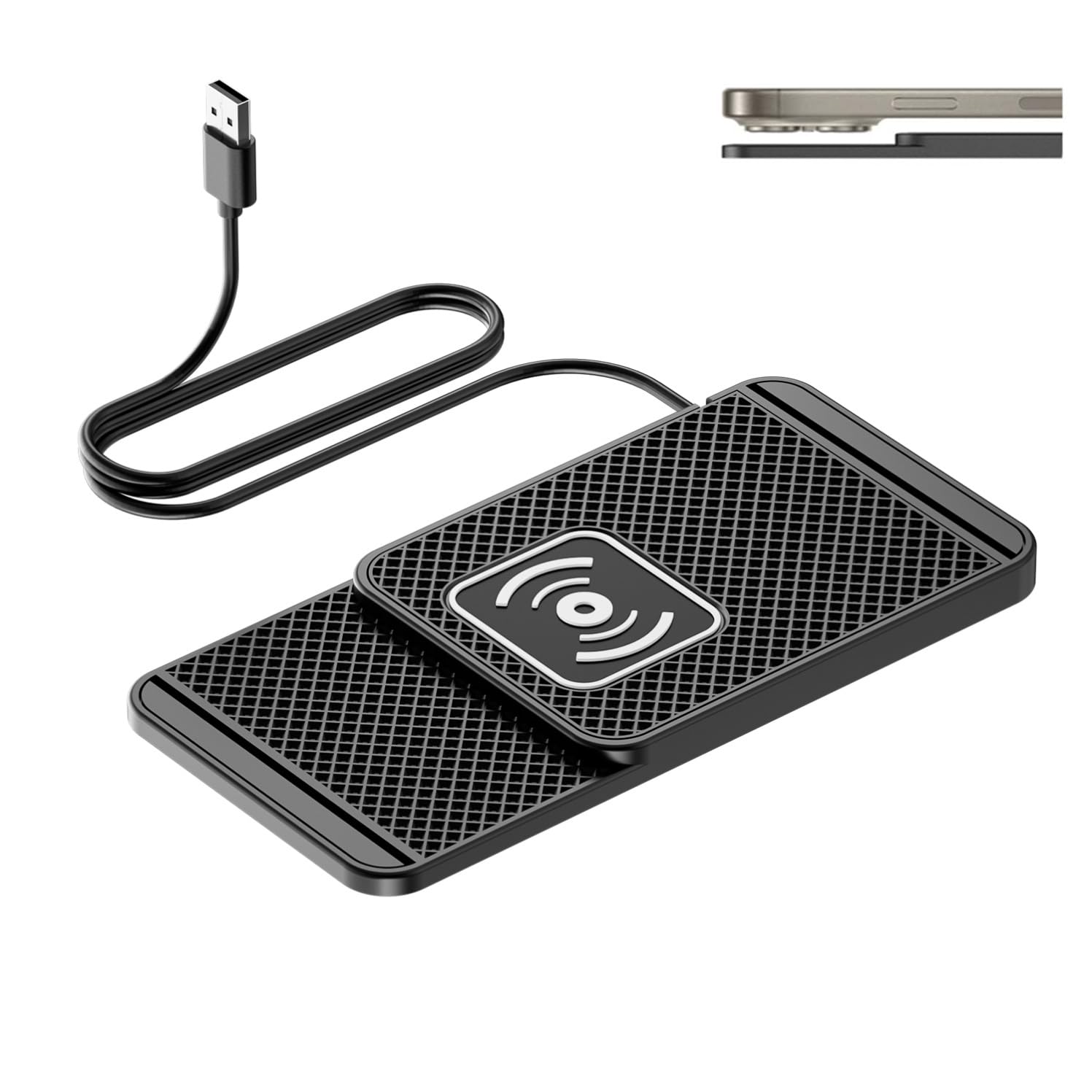 Cargador inalámbrico coche para Renault Megane y Captur con base de carga rápida USB de 1M