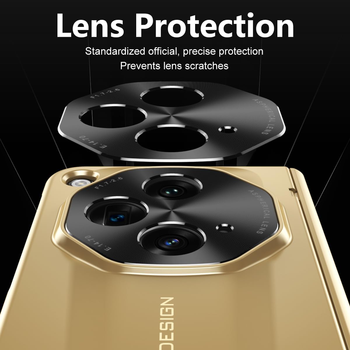 Phone Case Compatible with Oppo Find N3 Case, Protective Case, Rugged Full-Body Cover with Screen Protector and S-Pen Slot Compatible with Oppo Find N3 (Gold)