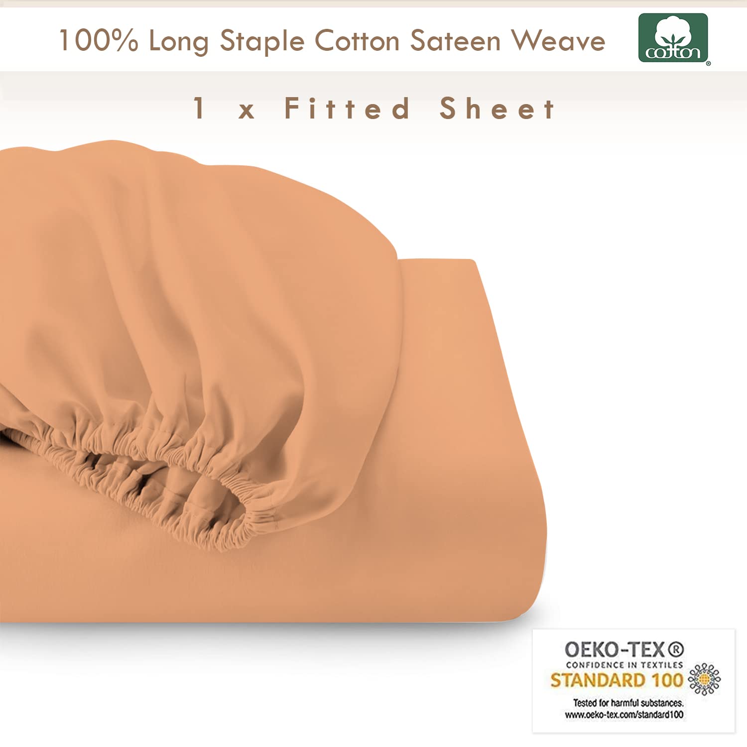 Pizuna 100% Cotton Small Double Fitted Sheet Dusty Coral - Image 3