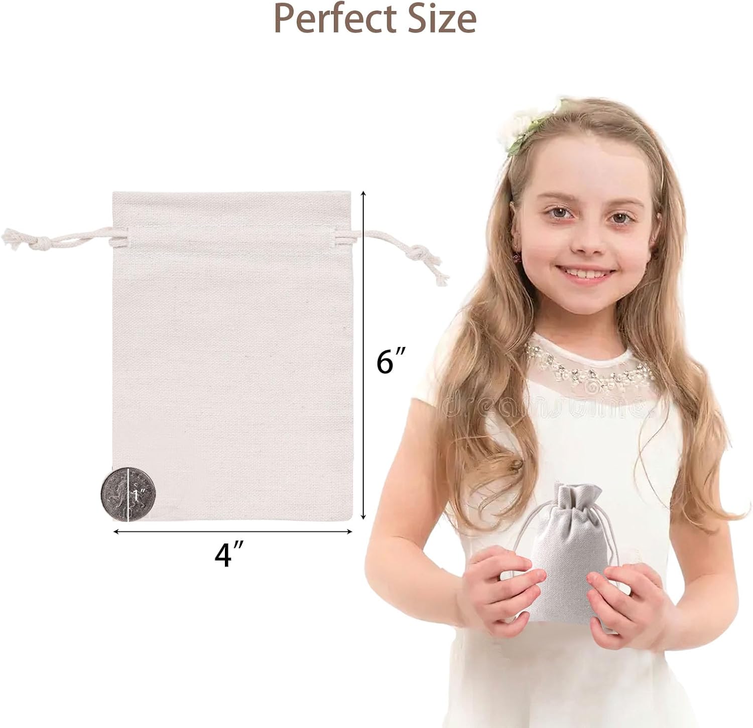 VGOODALL 24PCS Cotton Drawstring Bags, 4 x 6 Inch Reusable Muslin Sachet Bag Coffee Tea Brew for Christmas Party Home Supplies - Image 2