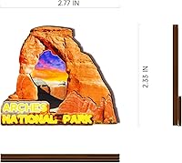 Vista 3 de Imán de madera del Parque Nacional de los Estados Unidos Arches 3D para nevera, recuerdos coleccionables, decoraciones hechas a mano