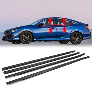 GEATaaT 4PCS Window Weatherstrip Seals for 2016-2021 Honda Civic 4-Door Sedan - Waterproof, Noise-Reduction Trim Easy Install