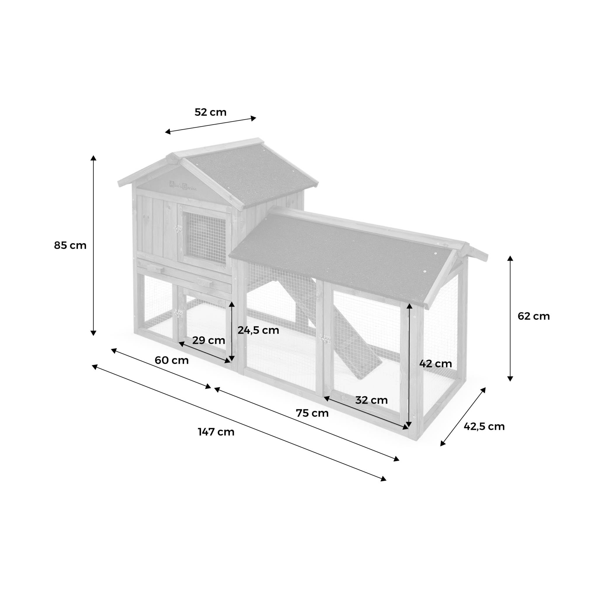 Alice's Garden - Clapier en Bois Hotot pour Lapin et Autres rongeurs. 4 Lapins. Cage à Lapin avec enclos. Espace intérieur et extérieur