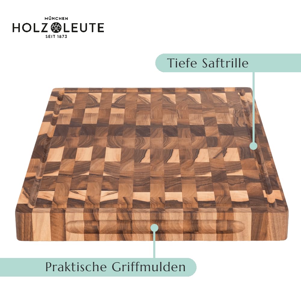 Stirnholz Schneidebrett Nussbaum Holz 50 x 35 x 3 cm | Holz-Leute
