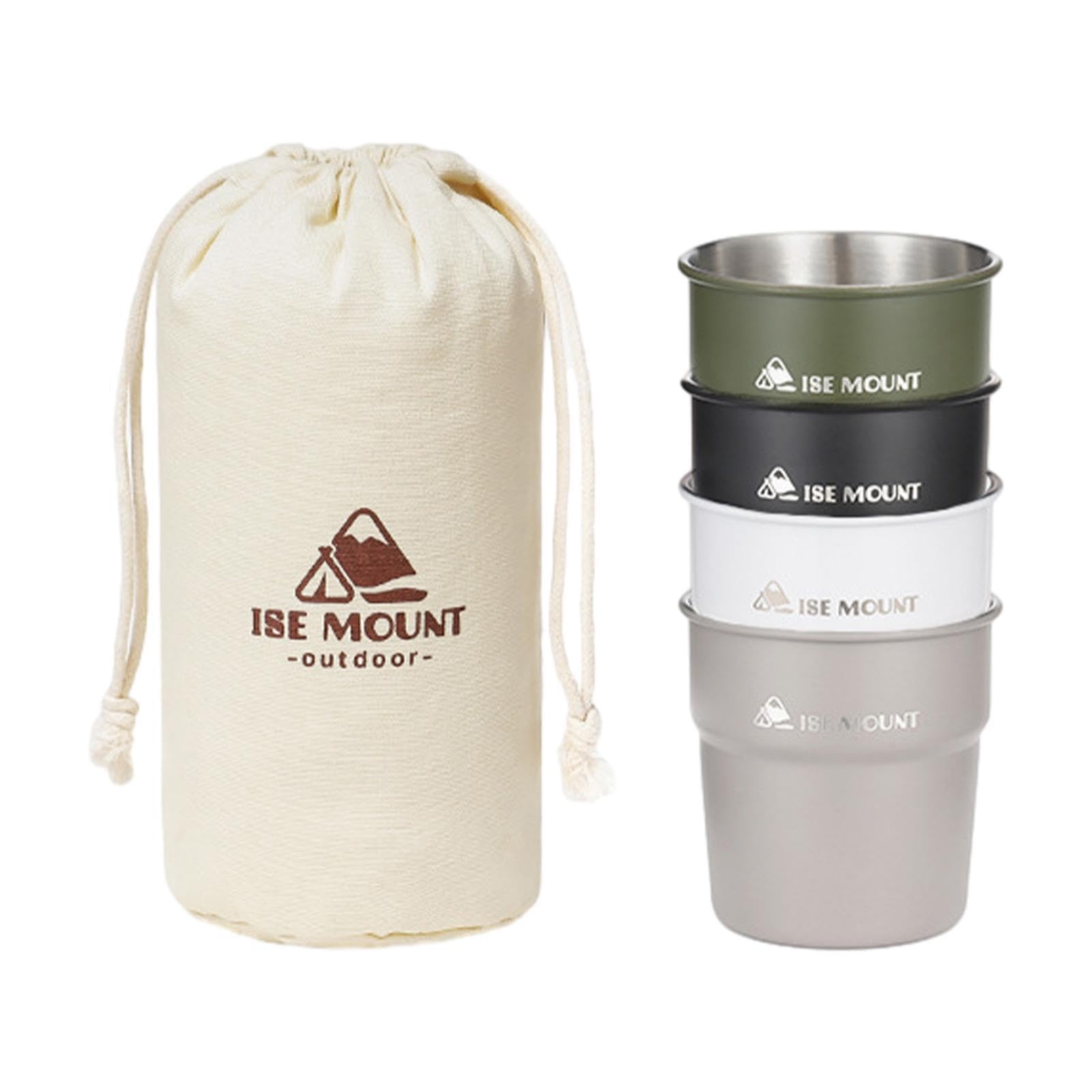 Tazas de camping de acero inoxidable apilables de 300 ml para tus aventuras y picnics