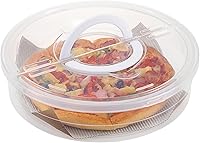 Vista 1 de BTSKY Recipiente de plástico transparente para pizza con tapa y asa, transportador de pasteles redondo de 12 pulgadas con tapa, portátil
