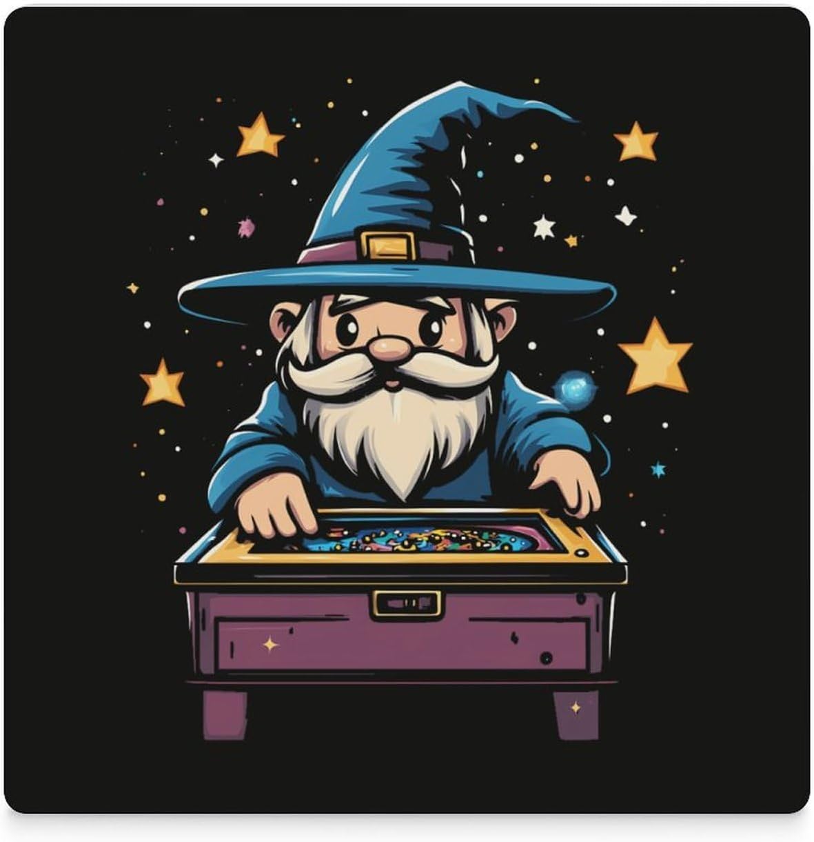 Pinballs-Wizard Coasters for Drinks Square Table Coasters Set Cup Mats with Cork Base
