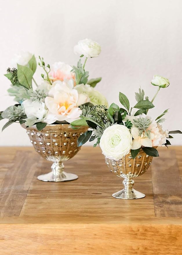 Afloral Mercury Glass Compote Bowl in Silver 6.25" Home