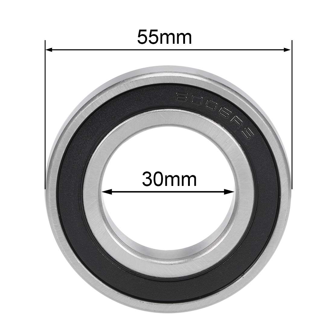 sourcing map 6006-2RS Profunda Ranura Rodamientos de Bolas 30mm x 55mm x 13mm Doble Sellado Cromado Acero P6(ABEC3) 10uds