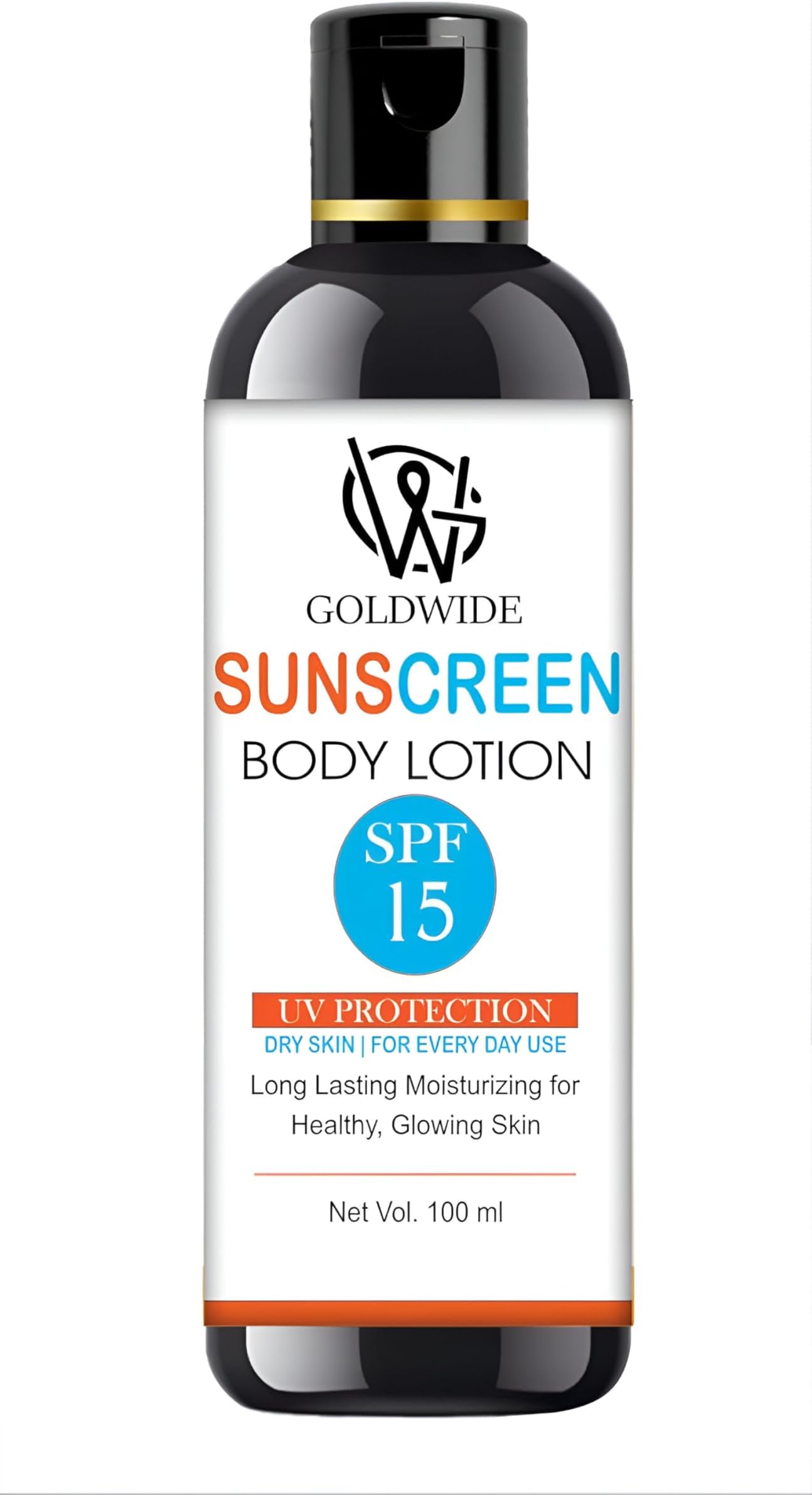 GOLDWIDE SPF 15 Body Lotion, UVA & UVB Protection | Nourishing | Photostable | Broad Spectrum PA+++ Sunscreen for All Skin Types | For Men & Women | 100 g