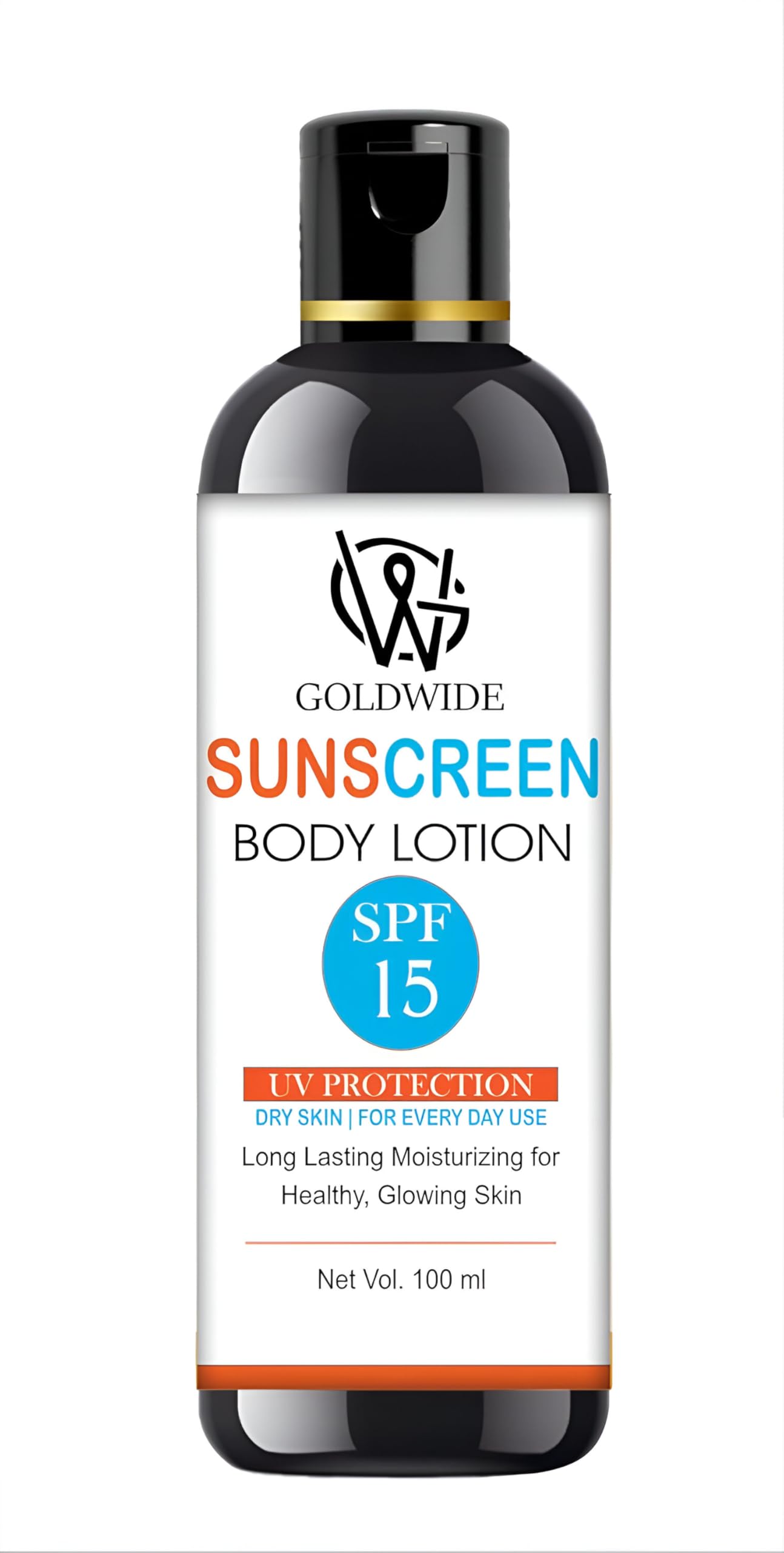 GOLDWIDE SPF 15 Body Lotion, UVA & UVB Protection | Nourishing | Photostable | Broad Spectrum PA+++ Sunscreen for All Skin Types | For Men & Women | 100 g