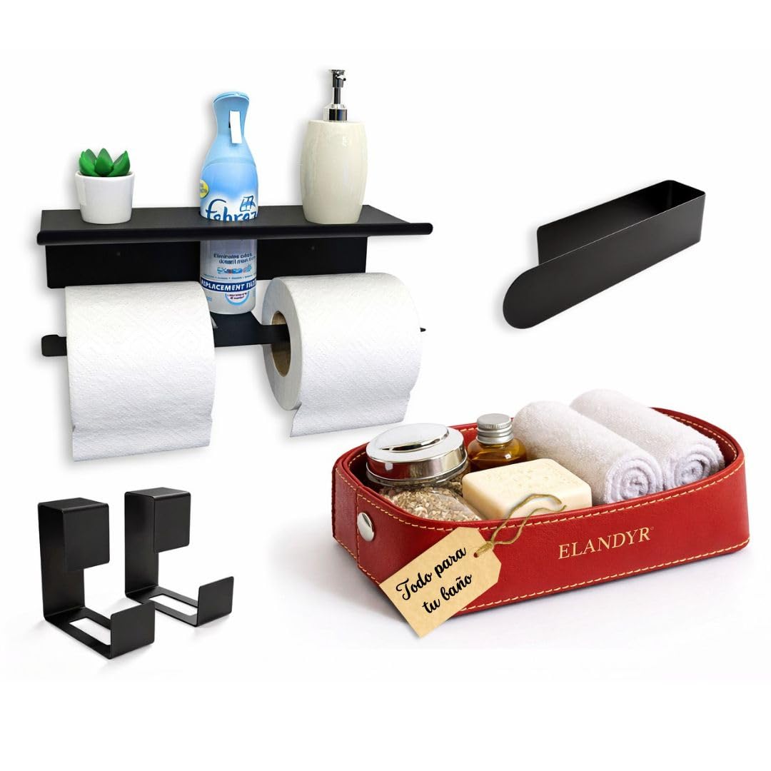 Accesorios baño negro para transformar el lavabo con una bandeja organizadora elegante