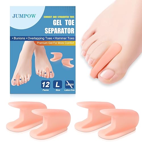 JUMPOW Separadores de dedos de gel para dedos  Correctores de juanetes de gel suave, alisador de dedos de martillo, ideal para juanetes, dedos