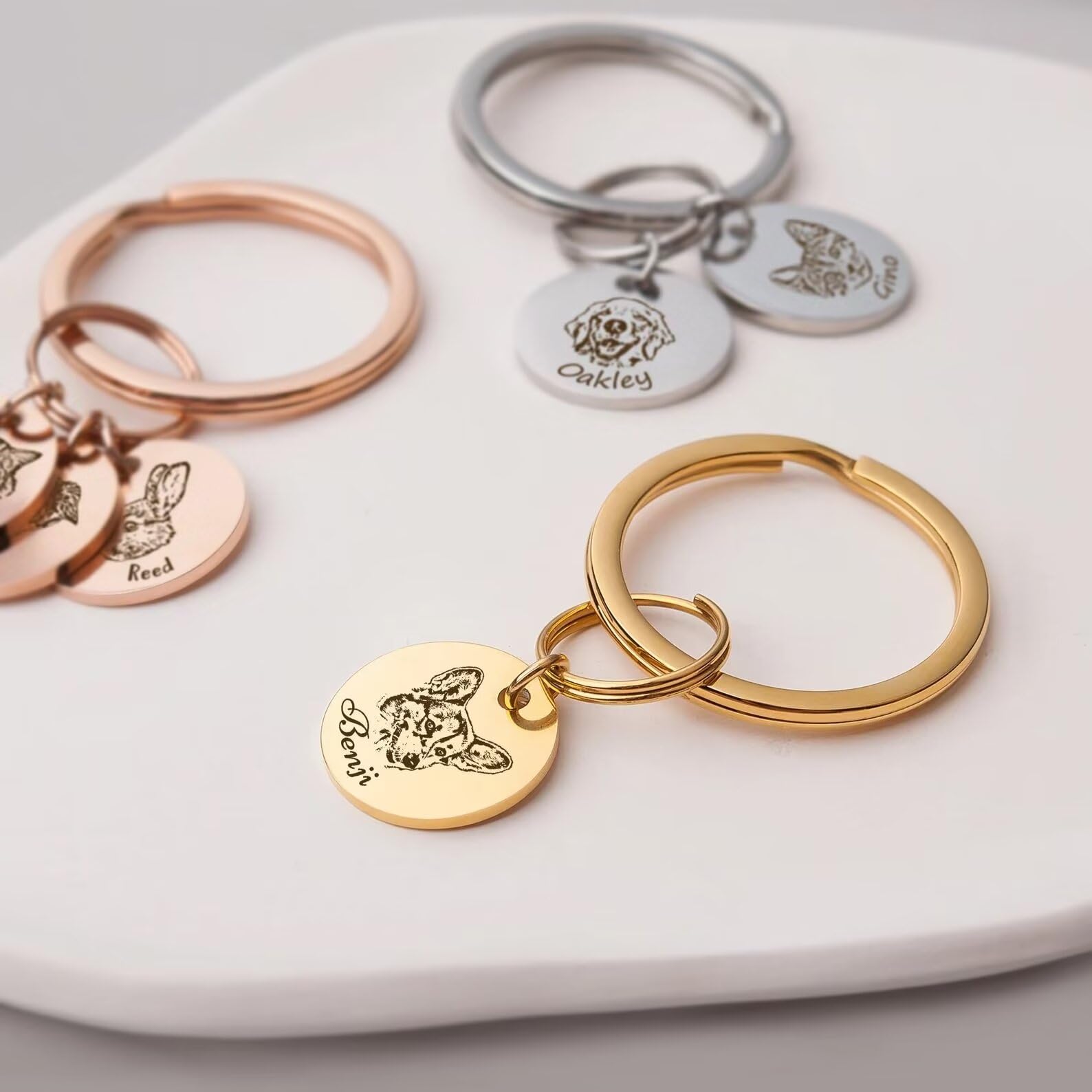 Regali per la mamma del cane - Portachiavi ritratto personalizzato per animali domestici - Portachiavi per cani inciso - Portachiavi per animali domestici - Regalo personalizzato per animali domestici