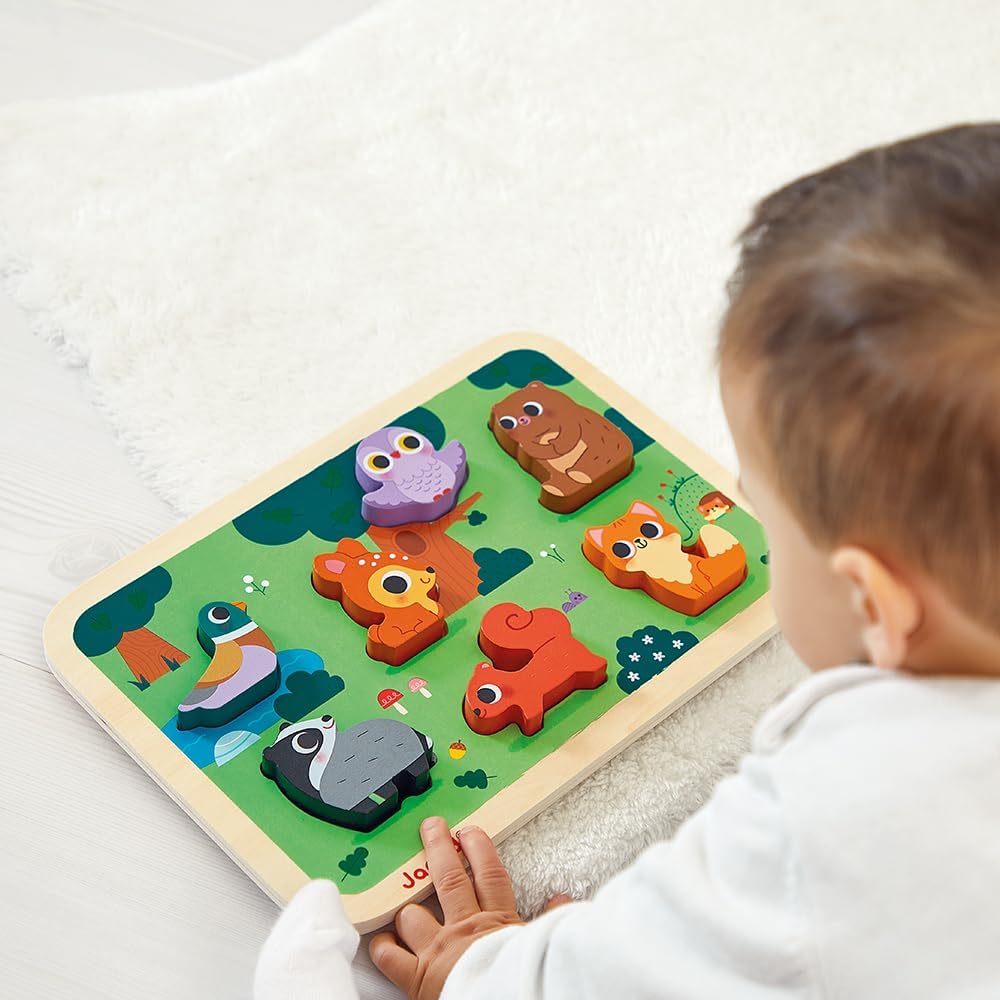 Janod - Forest Chunky Puzzle 7 Pieces - Ages 18 Months to 3 Years - Toddler Playtime - Develops Fine Motor Skills - Educational Learning - Ages 18 Months - 3 Years - J07123