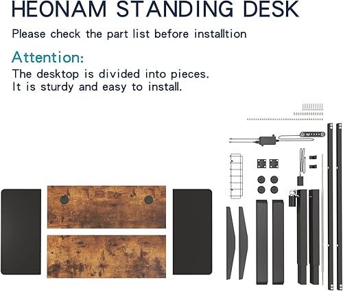 Miniatura 42 de Escritorio eléctrico de pie de 48 pulgadas con puerto de carga USB, escritorio de pie ajustable en altura con preajustes de memoria, amplio Marrón