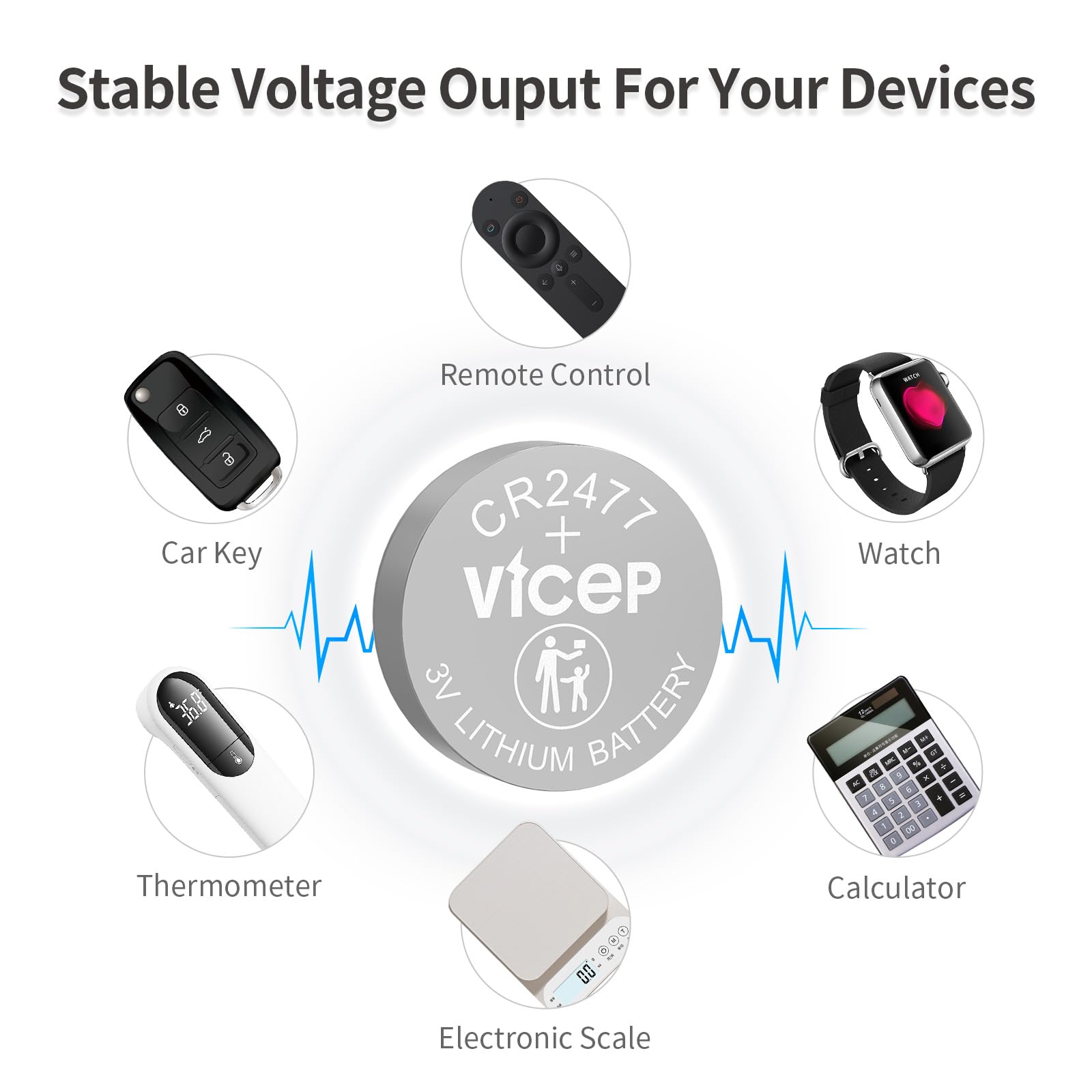 Amazon | ViCep 6個 CR2477 ボタン電池 CR 2477 3V リチウム コイン型電池  リモコン、モーションセンサー、温度計、時計などに対応 個別包装 | ViCep | 乾電池