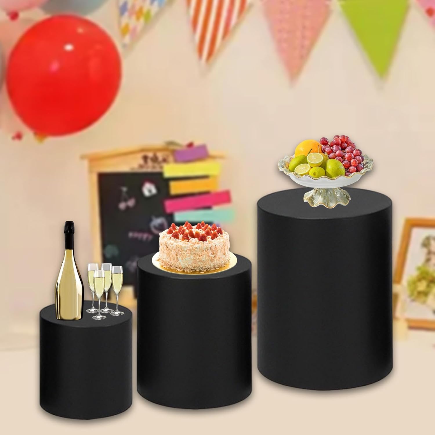 3個セット ラウンドケーキスタンド デザートディスプレイ ビュッフェ用, 黒