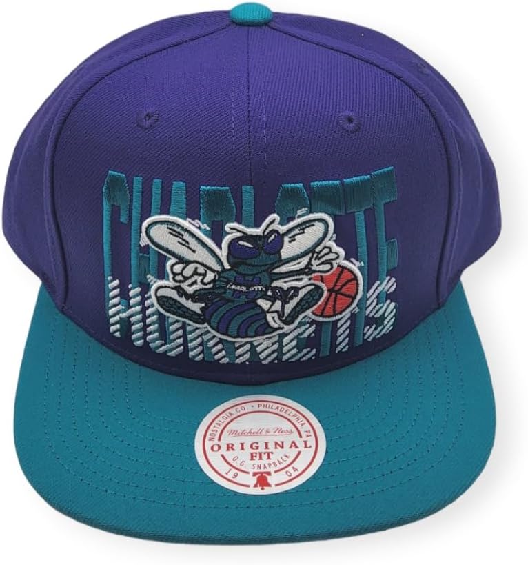 Mitchell & Ness Charlotte Hornets NBA Swingman Pop Snapback Hat Adjustable Cap - Purple