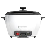 BLACK+DECKER Rice Cooker 6-Cup (Cooked) with Steaming Basket, Removable Non-Stick Bowl, White 6-cup rice cooker