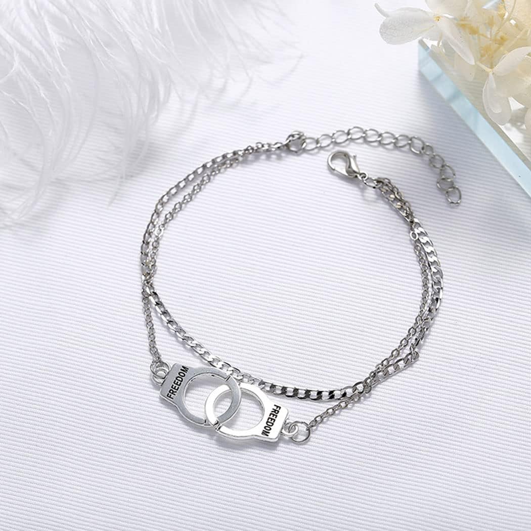 Boho Handcuffs Ankle Bracelet Silver Layered Anklet Chain Fashion Foot Jewelry Summer Beach for Women - Image 6