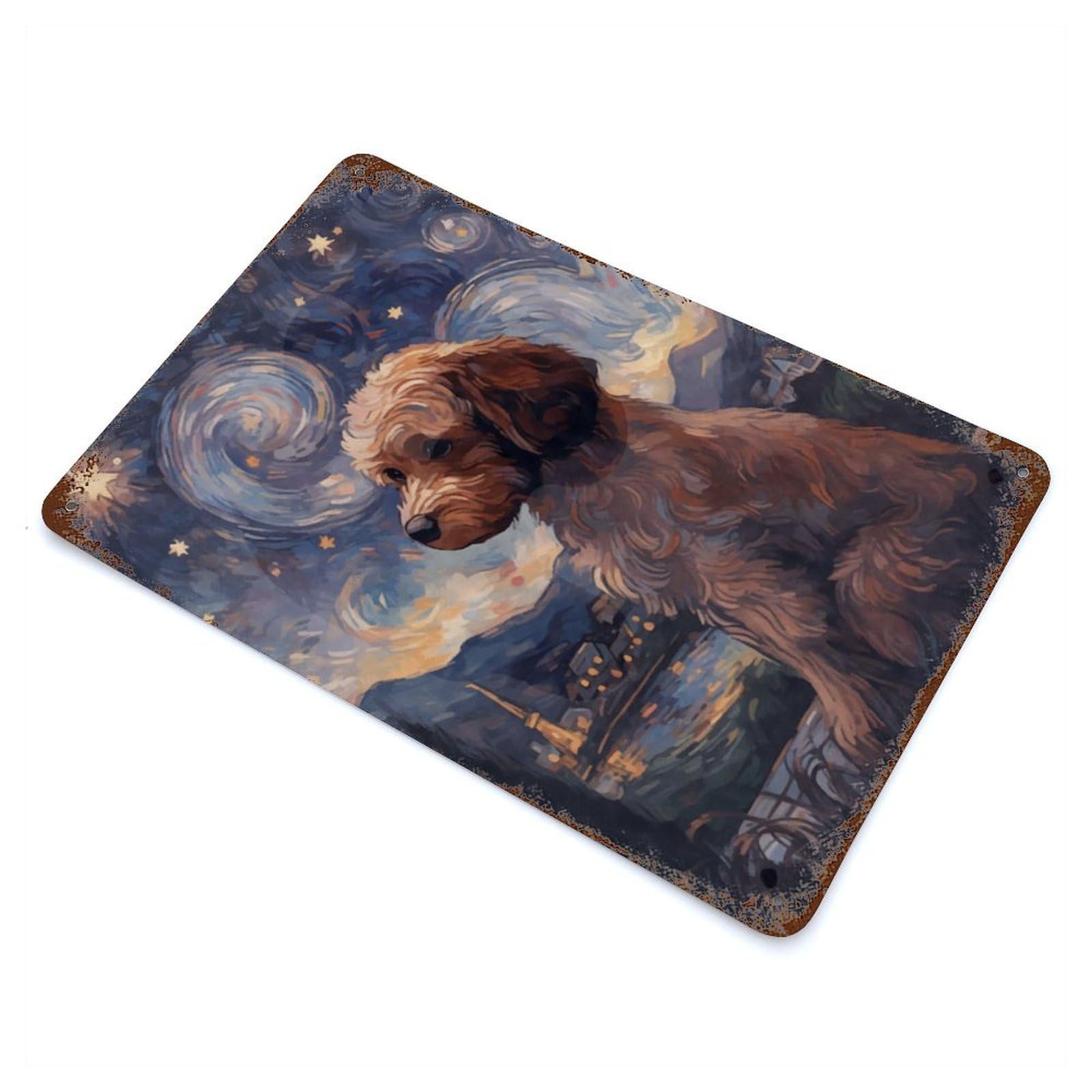 Cavoodle Starry Night Decorative Tin Sign 11.8"x7.9", for Bistro, Counter And Cafe Decor, Retro Wall Decor