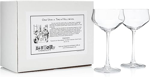 Miniatura 2 de HISTORY COMPANY Chasen's of Hollywood - Juego de 2 copas de cóctel inspiradas en celebridades hechas a mano en cristal fino (colección de caja de