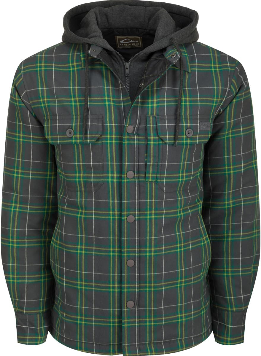 Drake Waterfowl Men's The Campfire Flannel Hoodie, Flannel Jacket, Jac