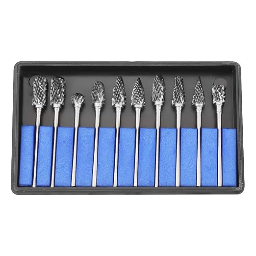 Set de 10 fresas de carburo con doble corte 2.35mm miniatura 2