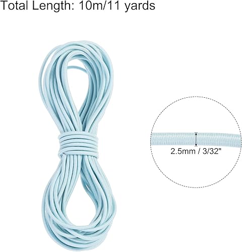 Vista 332 de PATIKIL Cuerda elástica elástica de 1/8 pulgadas, 11 yardas (0.118 in x 32.8 ft), color verde militar para manualidades, correas de gancho